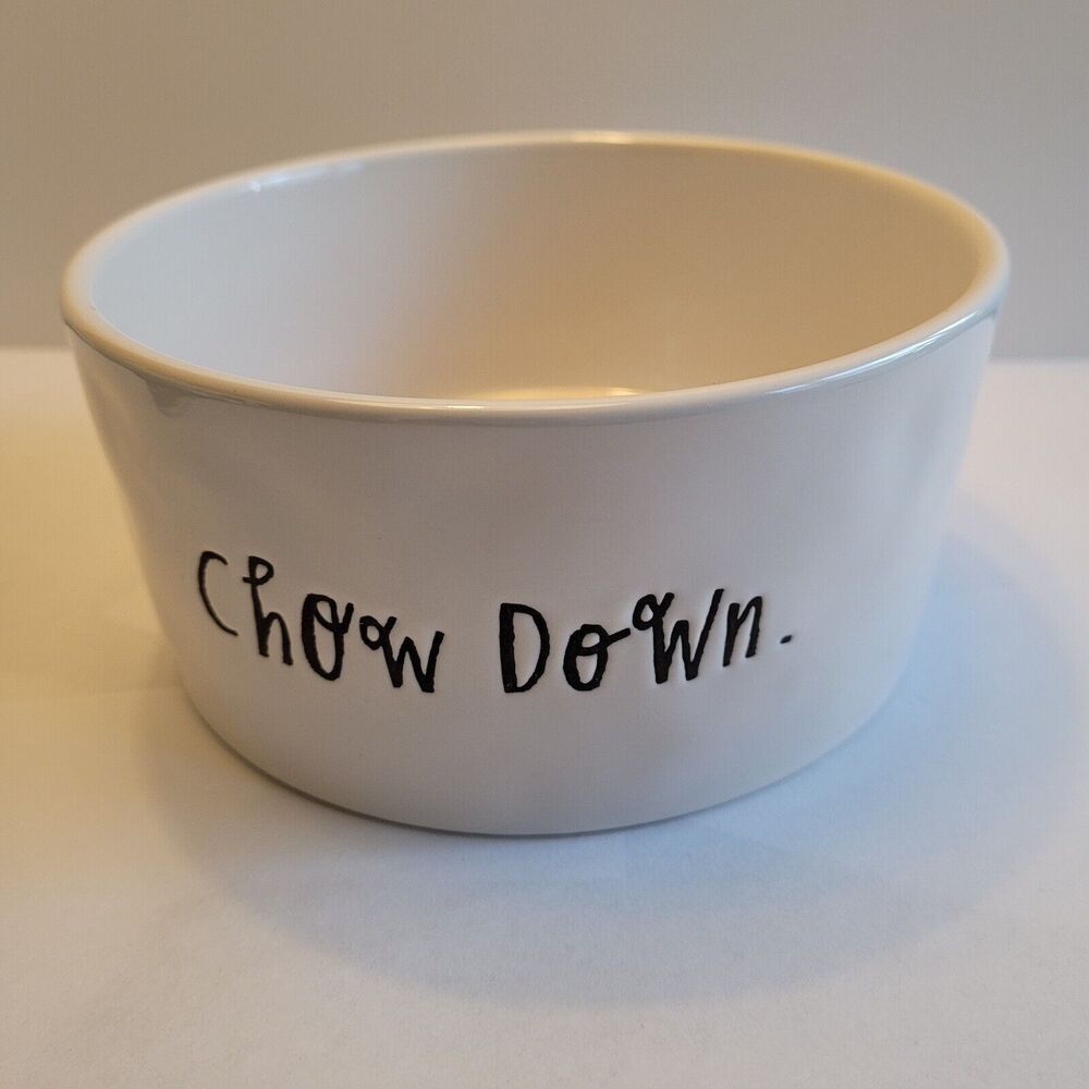 Rae Dunn Bowl CHOW DOWN Pet Food Soup Cereal by Magenta